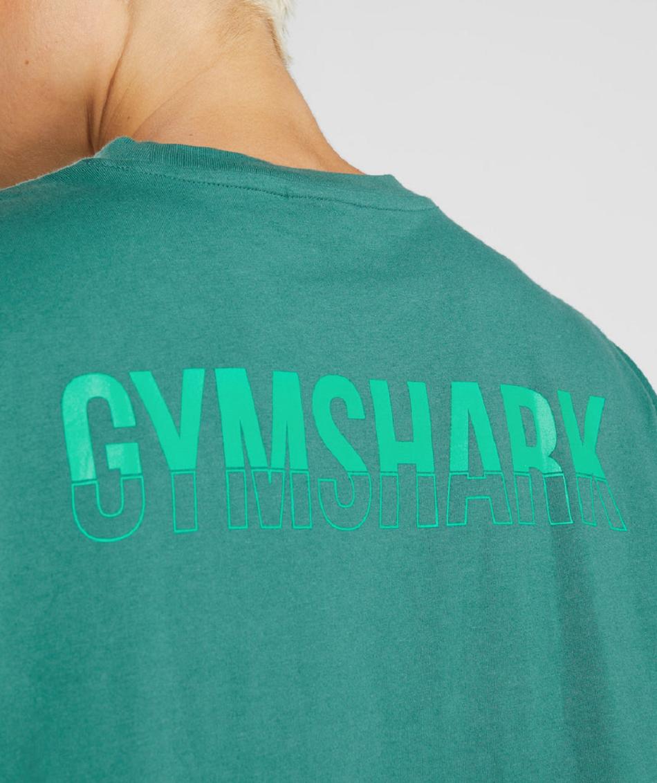 T Shirts Gymshark Fraction Oversized Mujer Verde | CO 2251OKI